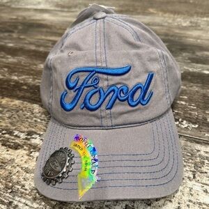 Ford Hat Mens Baseball Cap Gray Blue Adjustable Hat Bottle Opener NWT